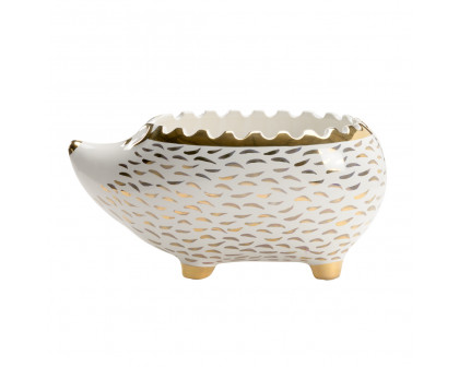 Chelsea House Hedgehog Bowl - White/Gold