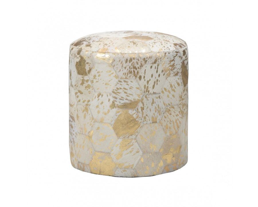 Chelsea House - Lux Pouf in Gold/White