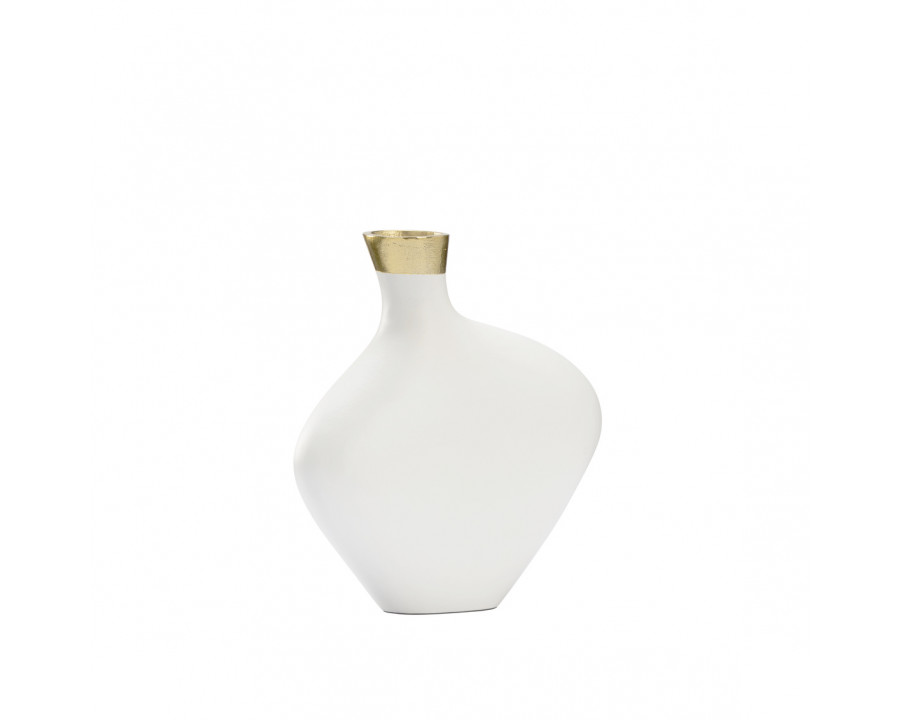 Chelsea House Asymmetric Vase - White/Gold, Small