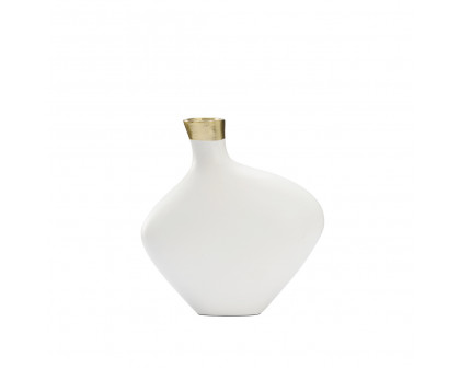 Chelsea House Asymmetric Vase - White/Gold, Small