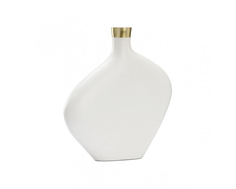 Chelsea House Asymmetric Vase - White/Gold, Large