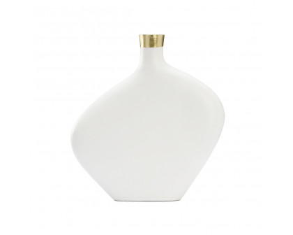 Chelsea House Asymmetric Vase - White/Gold, Large