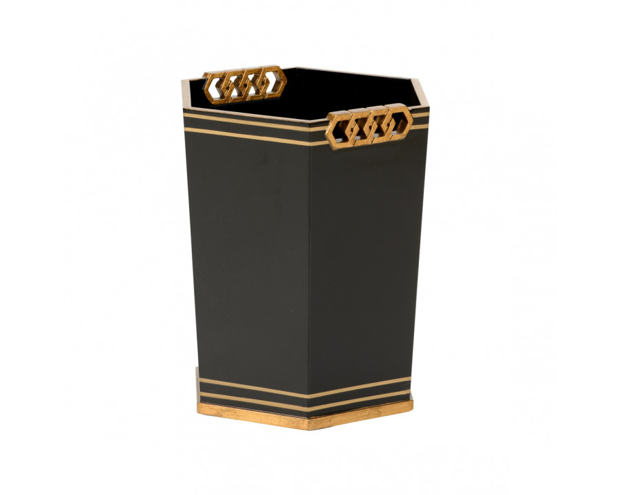 Chelsea House Oliver Wastebasket - Black/Gold