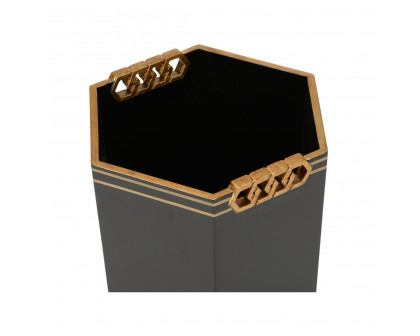 Chelsea House Oliver Wastebasket - Black/Gold