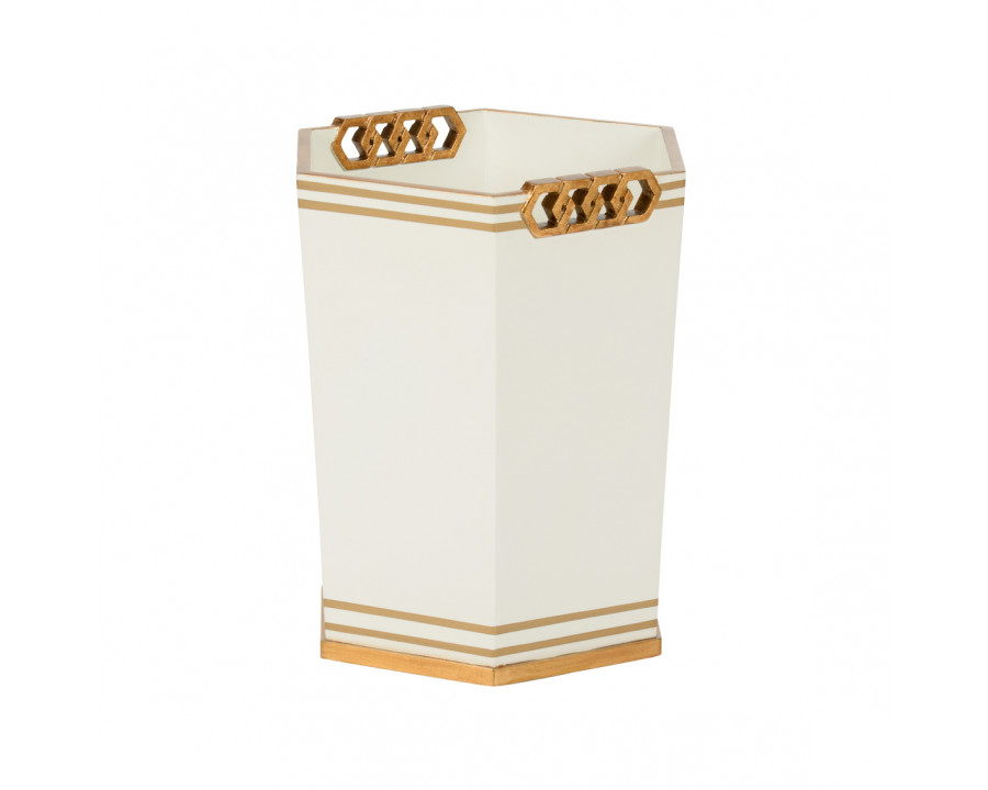 Chelsea House Oliver Wastebasket - White/Gold