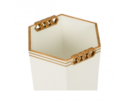 Chelsea House Oliver Wastebasket - White/Gold