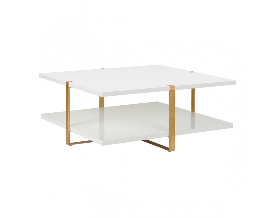 Chelsea House - Ribbed Cocktail Table in White/Antique Gold