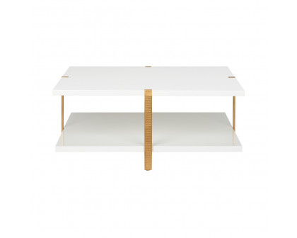 Chelsea House - Ribbed Cocktail Table in White/Antique Gold