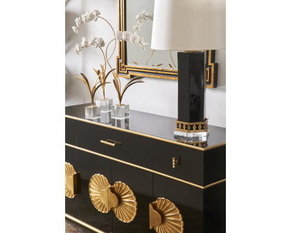 Chelsea House - Palm Beach Buffet Cabinet in Gloss Black/Metallic Gold