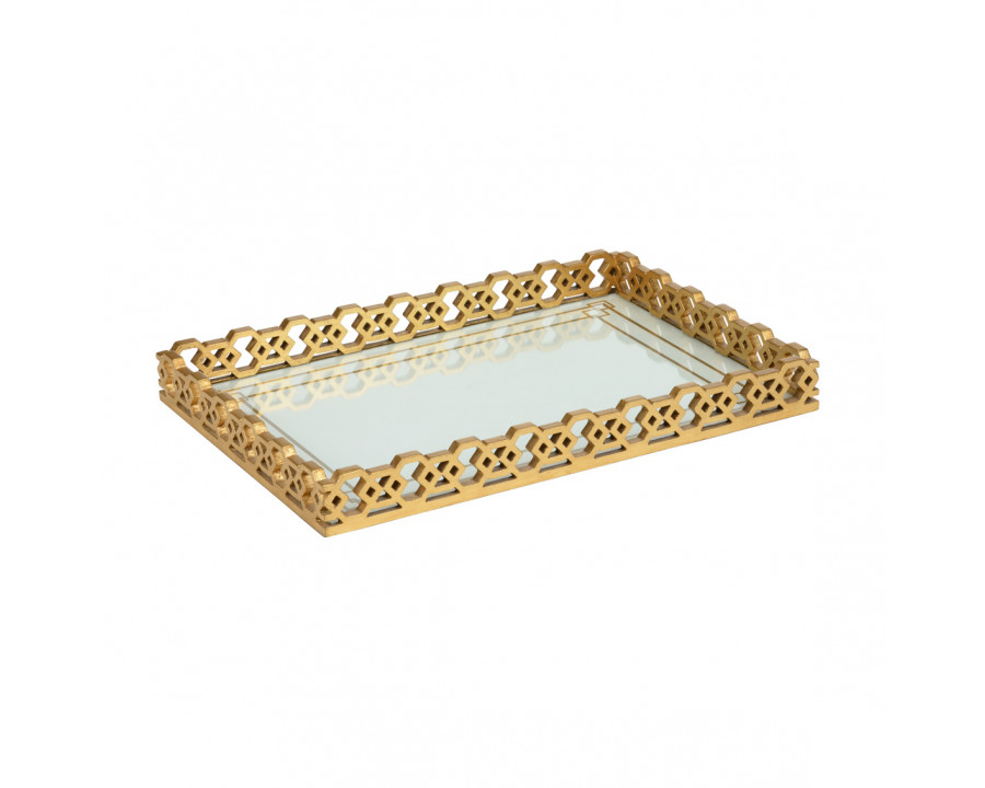 Chelsea House Alexis Tray - Gold Leaf/White/Clear