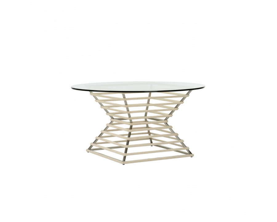 Chelsea House - Wrapped Cocktail Table in Brushed Nickel/Natural