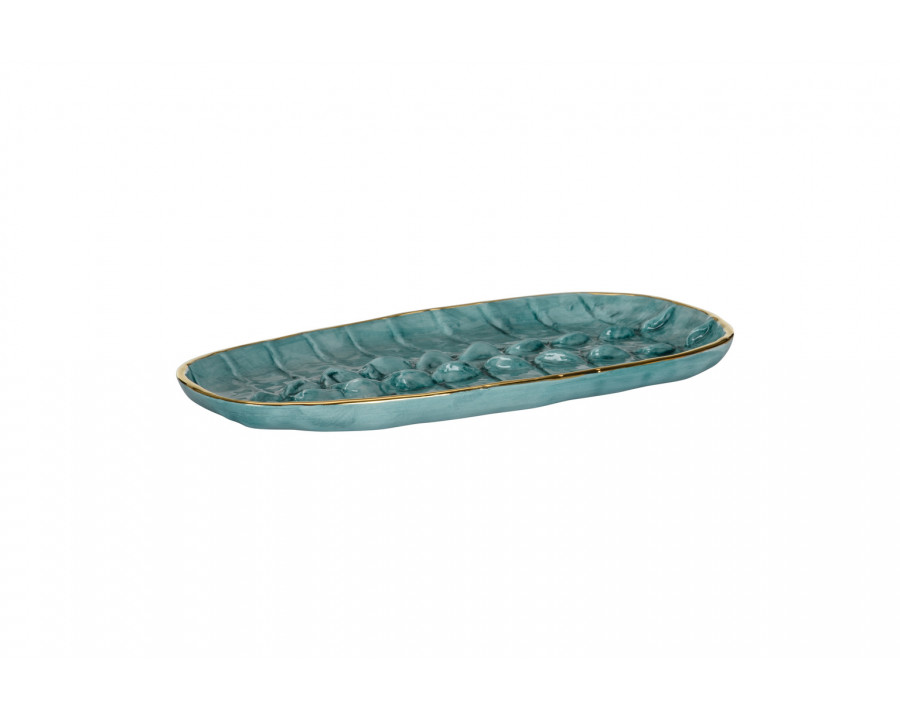 Chelsea House Crocodile Tray - Turquoise/Gold