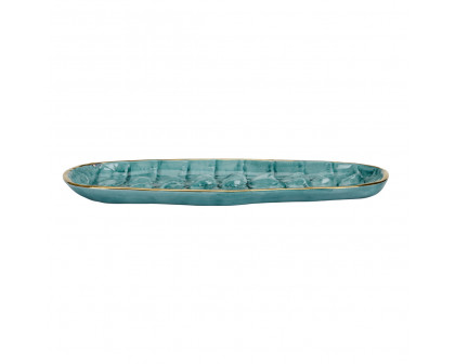 Chelsea House Crocodile Tray - Turquoise/Gold