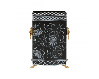 Chelsea House Wastebasket - Black/White/Gold