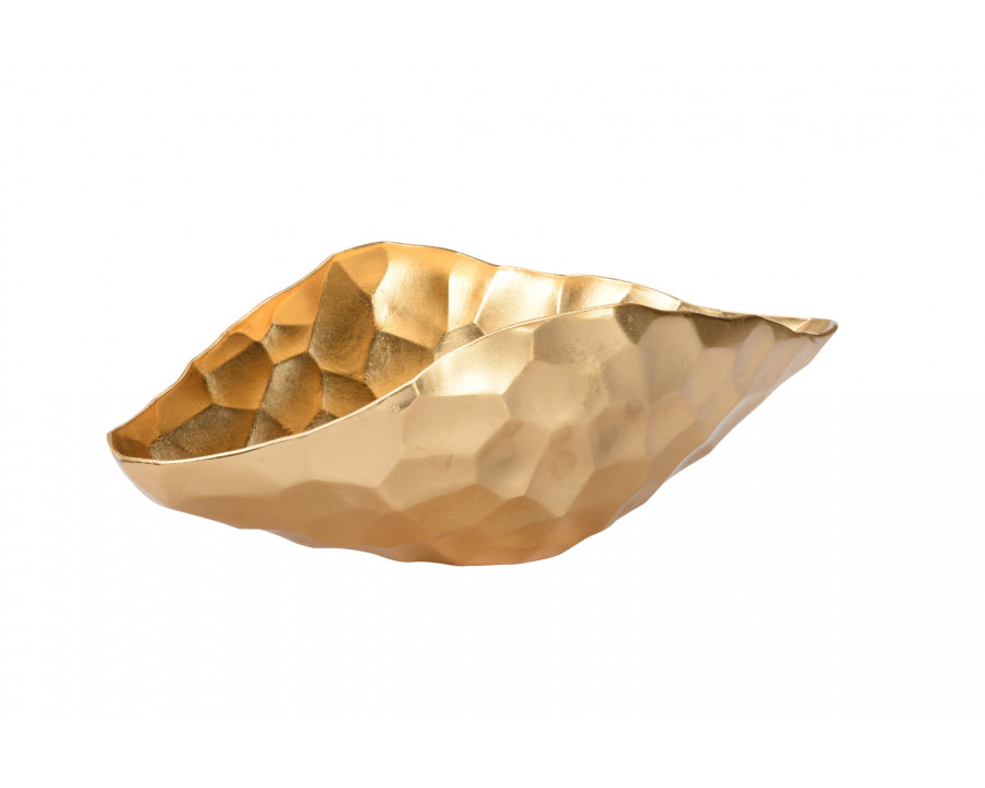 Chelsea House - Oval Geometric Bowl in Gold Leaf