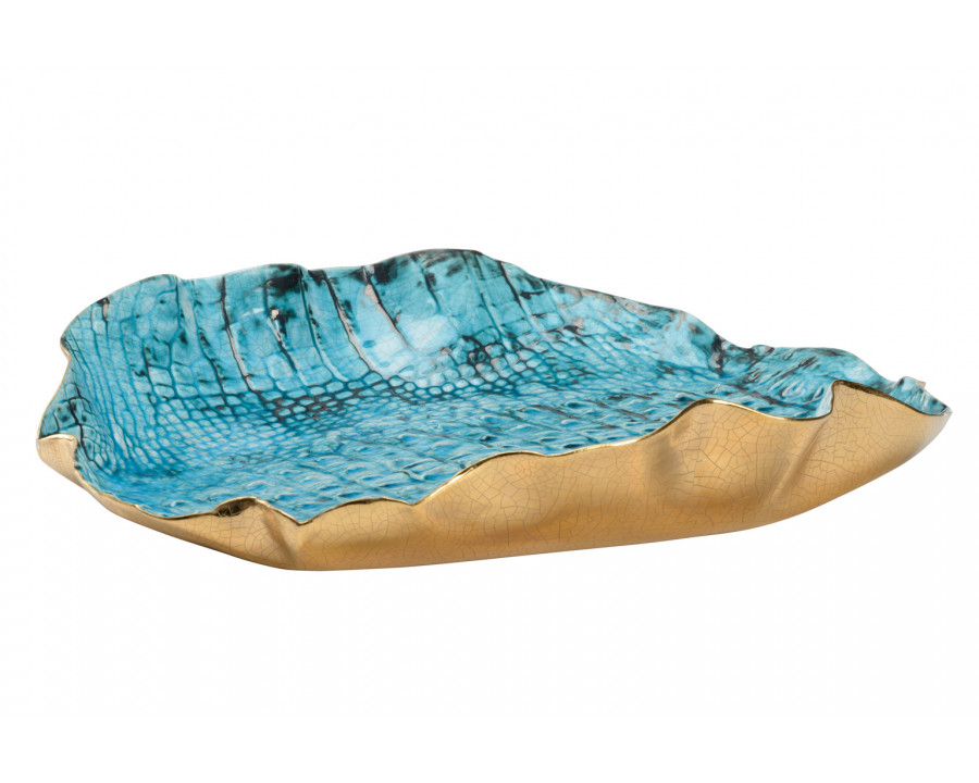 Chelsea House - Crocodile Oyster Bowl in Turquoise Glase/Gold