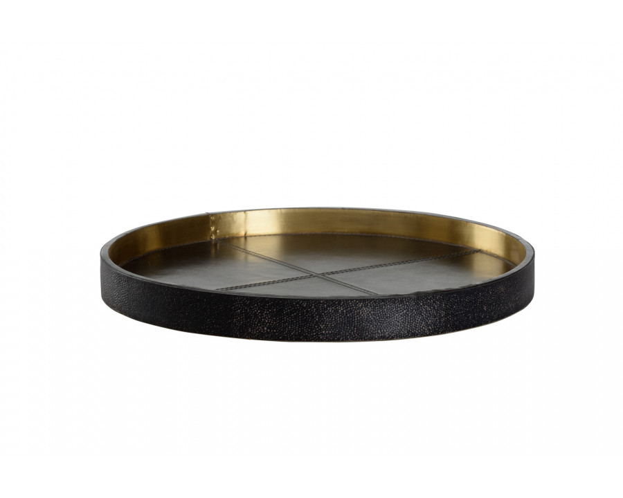 Chelsea House - Round Small Tray in Black, Leather