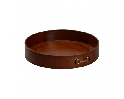 Chelsea House Round Tray With Metal - Type 2, Leather