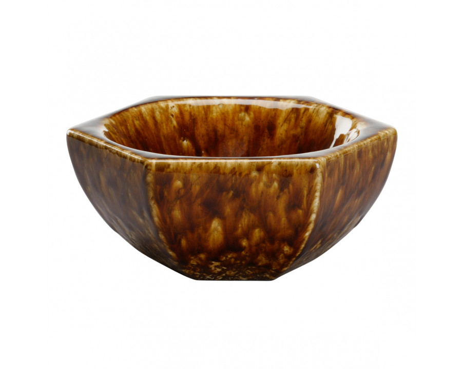 Chelsea House - Tortoise Hexagonal Bowl in Mottled Brown, Ceramic