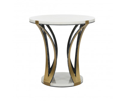 Chelsea House - Grenelle Occasional Table in Natural White/Antique Brass