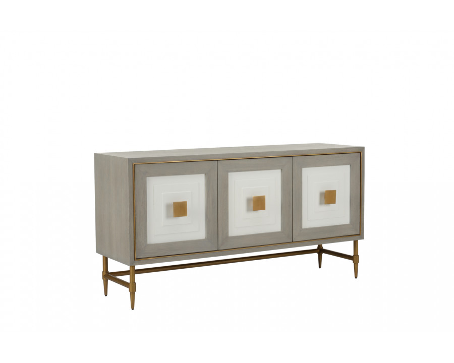 Chelsea House - Tuxedo Credenza in Gray/White/Matte Gold