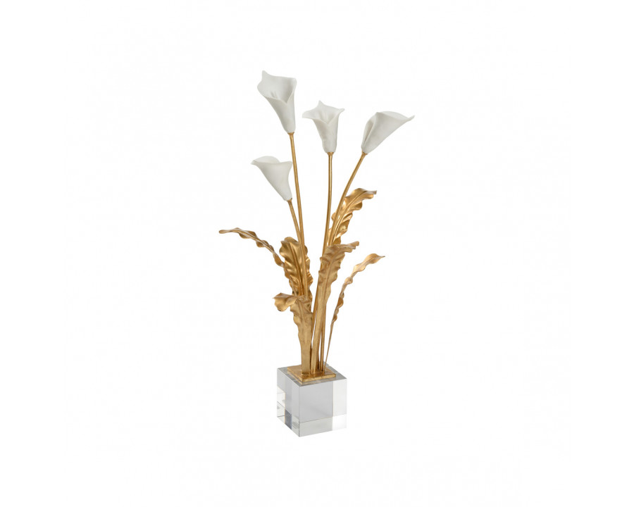 Chelsea House - Calla Lily Bouquet On Stand in Gold Leaf/Matte White