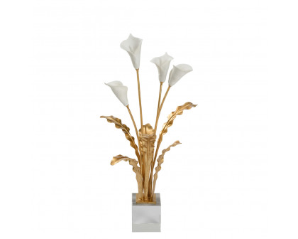 Chelsea House - Calla Lily Bouquet On Stand in Gold Leaf/Matte White