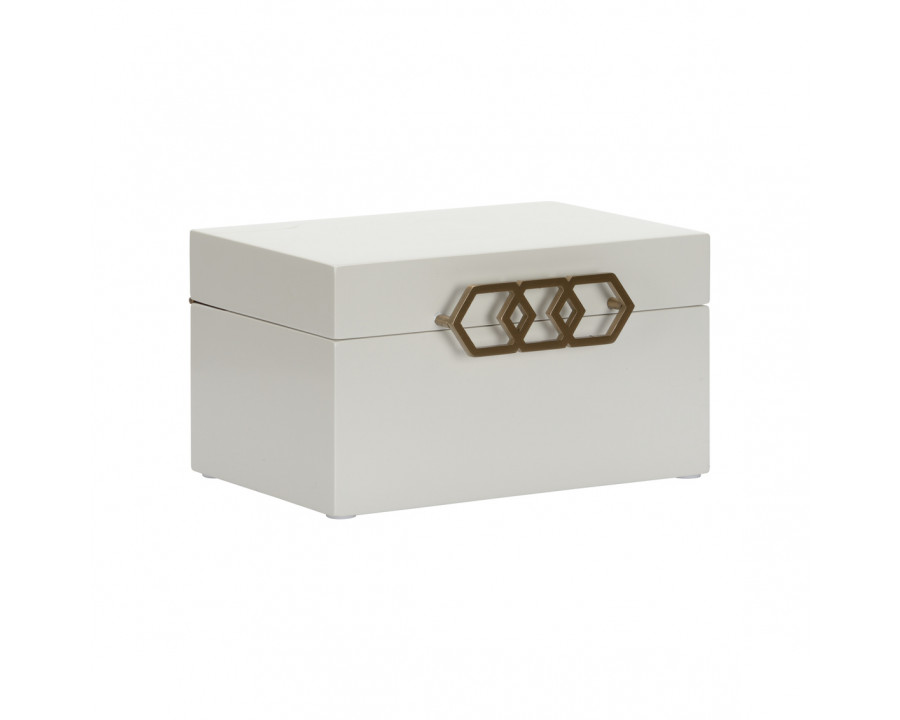 Chelsea House Tiffany Box- White, Small - White/Antique Brass