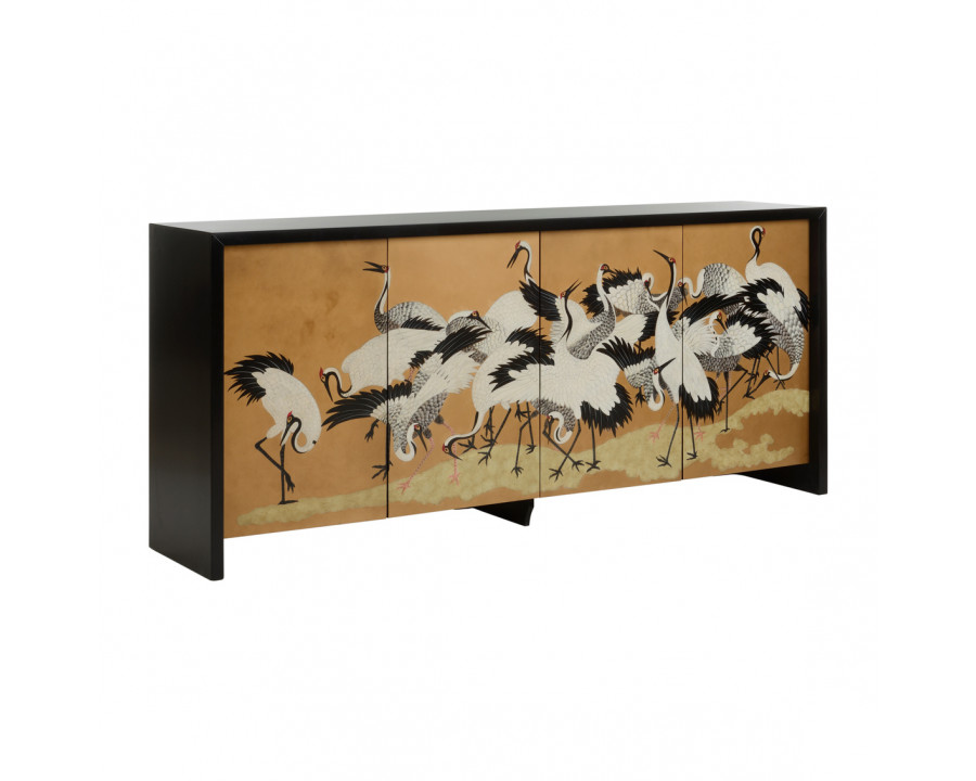 Chelsea House - Crane Cabinet in Black/Hand Painted