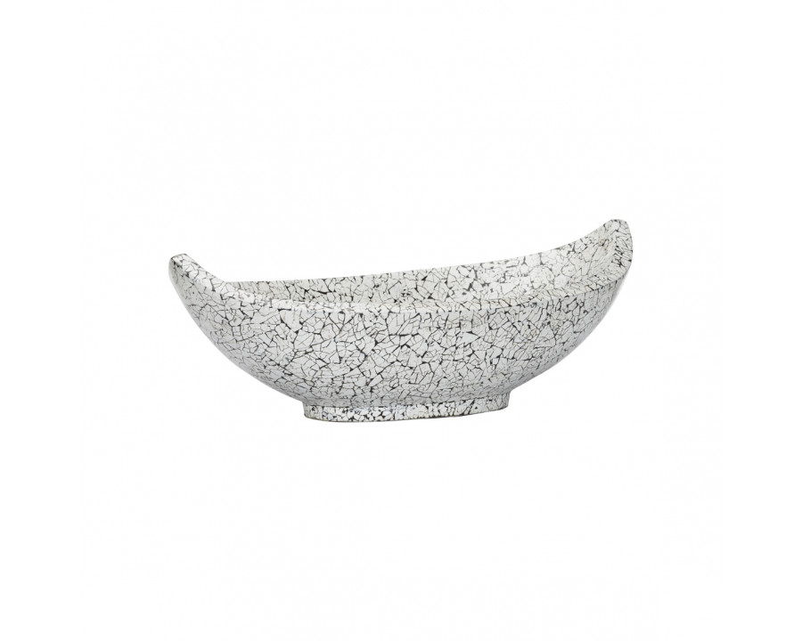 Chelsea House Crackled Long Bowl - Black/White