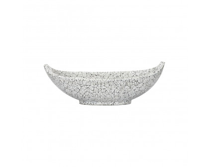 Chelsea House Crackled Long Bowl - Black/White