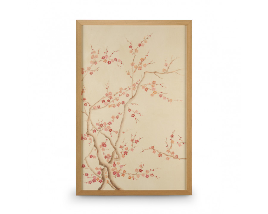 Chelsea House - Blossom Silk Panel II With Black Sides in Gold Frame