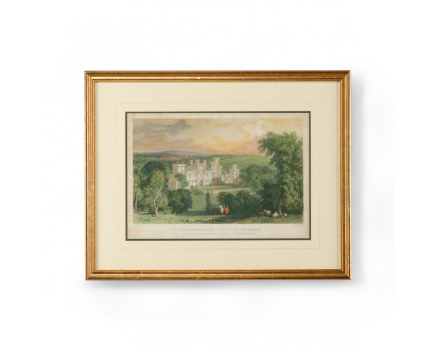 Chelsea House - Ravensworth Castle with Double Mat in Gold Frame