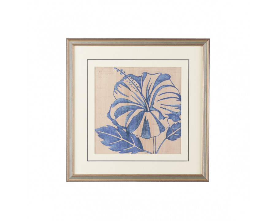 Chelsea House - Indigo Hibiscus With Double Mat in Giclee