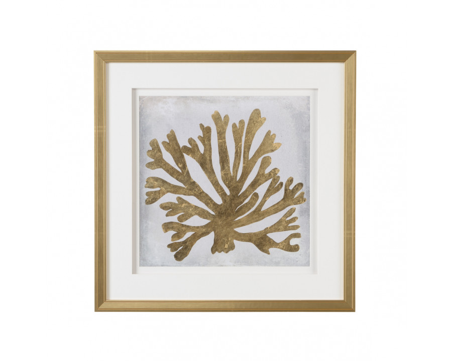 Chelsea House - Leaf Coral I with Double Mat in Giclee, Gold Frame