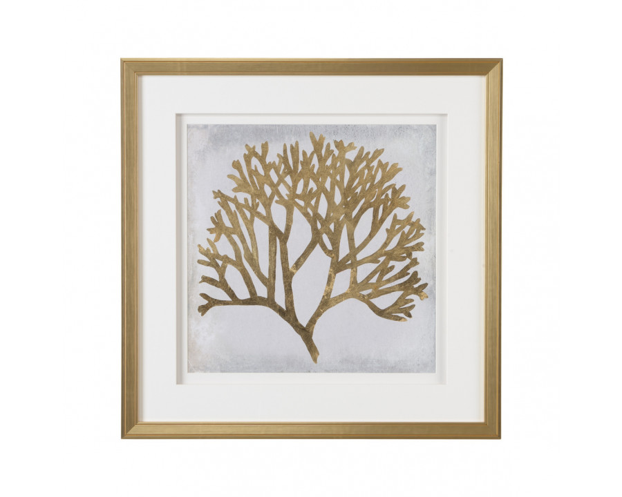 Chelsea House - Leaf Coral II with Double Mat  in Giclee, Gold Frame