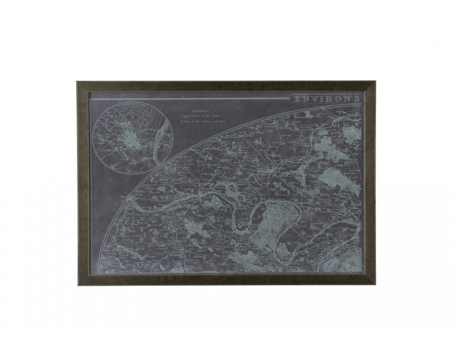 Chelsea House - Map Of Paris Grid (S4) in Patina Frame