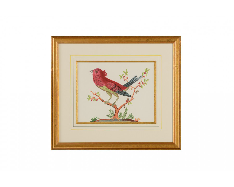 Chelsea House - Pink Bird/Black Tail in Gold Frame