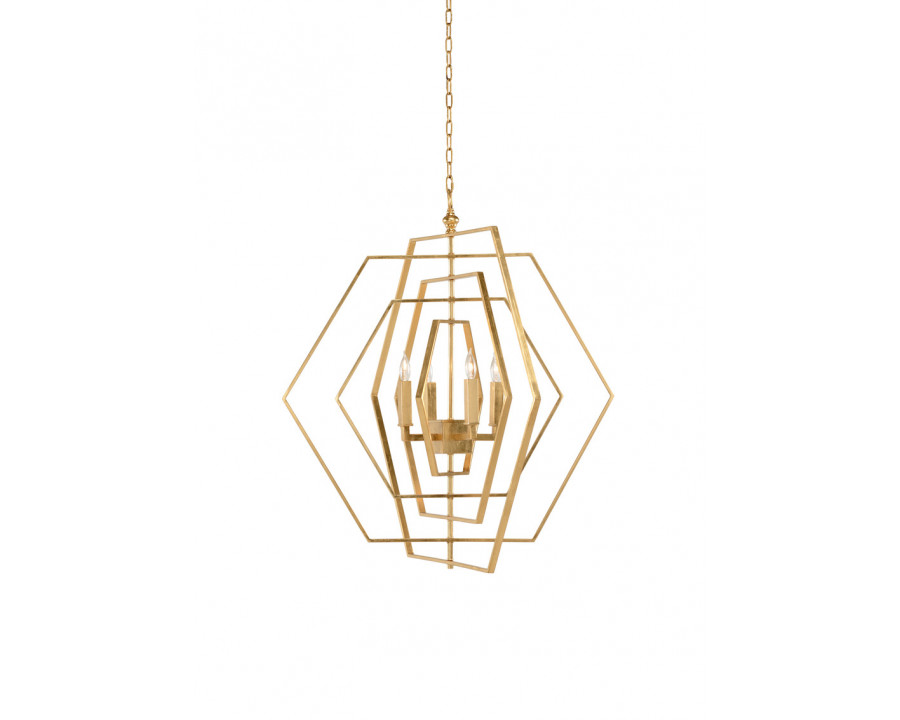 Chelsea House - Hexagon Chandelier in Antique Brass