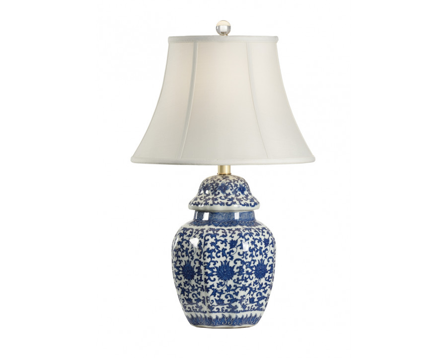 Chelsea House - Tower Vase Lamp in Blue/White