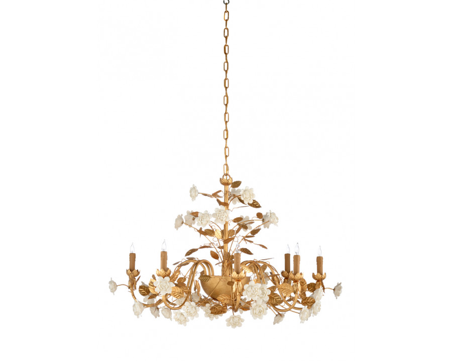 Chelsea House - Queensland Chandelier in Antique Gold/White