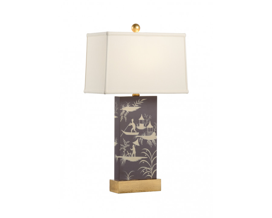 Chelsea House - Chinoiserie Panel Lamp in Plum/Cream