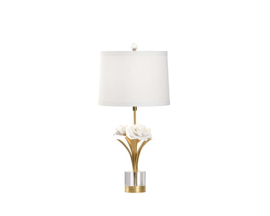 Chelsea House - Small Rose Lamp in Antique Gold/Matte White