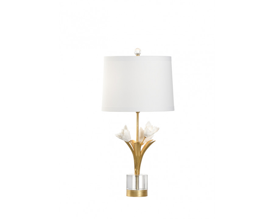 Chelsea House - Small Tulip Lamp in Antique Gold/Matte White