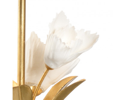 Chelsea House - Small Tulip Lamp in Antique Gold/Matte White