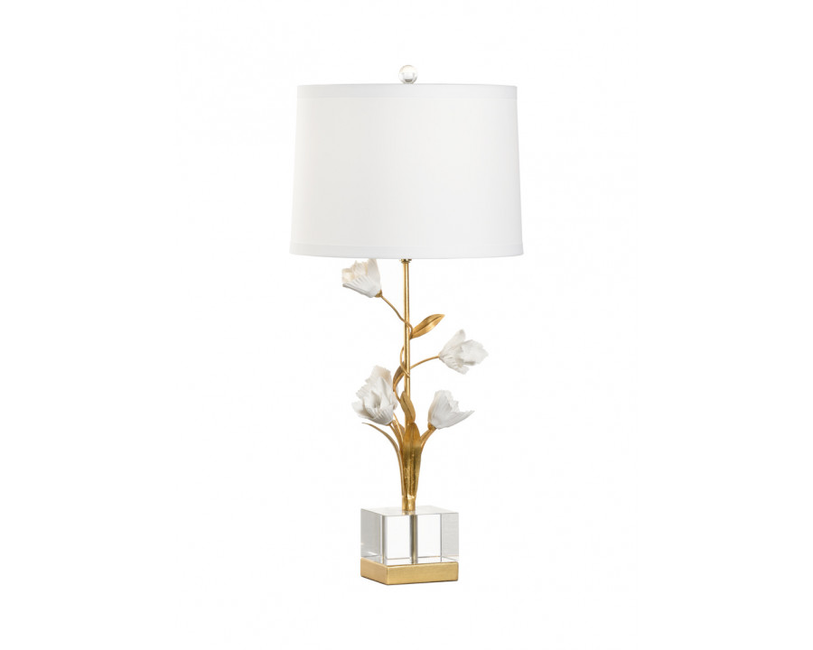 Chelsea House - Large Tulip Lamp in Antique Gold Leaf/Matte White