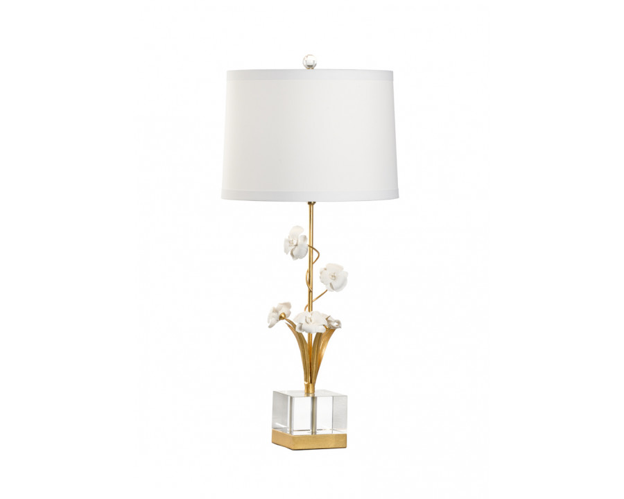 Chelsea House - Large Orchid Lamp in Antique Gold Leaf/Matte White