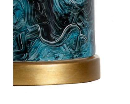 Chelsea House - Malachite Cylinder Lamp in Hand Painted