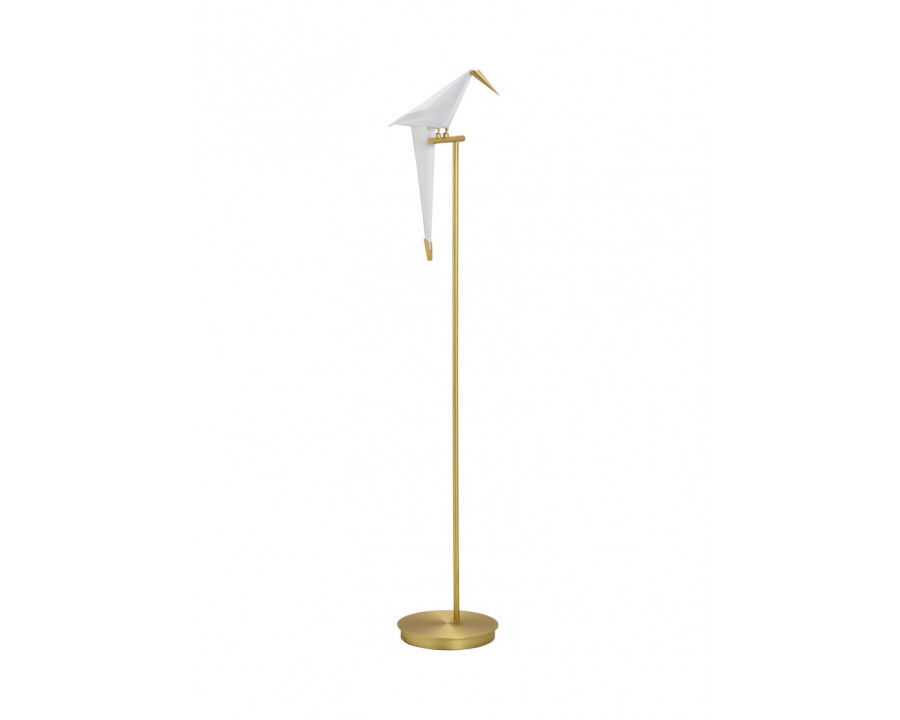 Chelsea House - Origami Bird Floor Lamp in Antique Brass/Cream