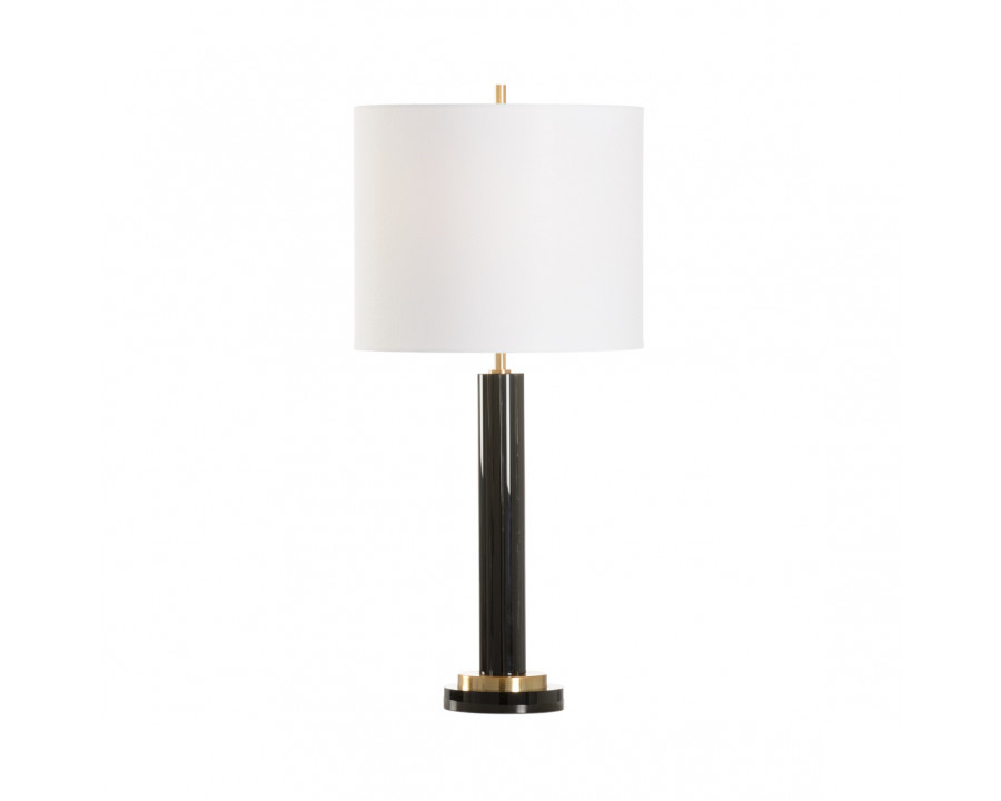 Chelsea House - Crystal Column Lamp Fluted in Black/Brushed Brass